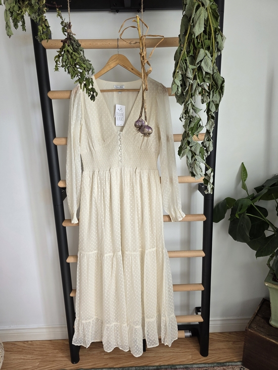 Patrons of Peace Dresses & Skirts - NWT Patrons of Peace Cream Long Sleeve Swiss Dot Maxi Dress